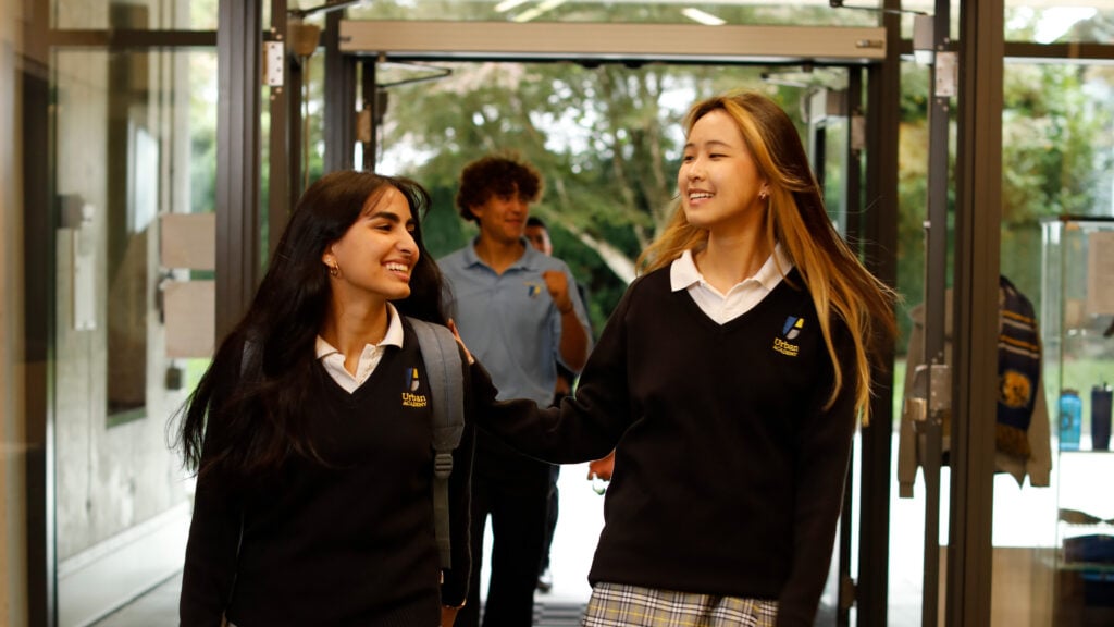 Urban Academy Senior School students entering the school building