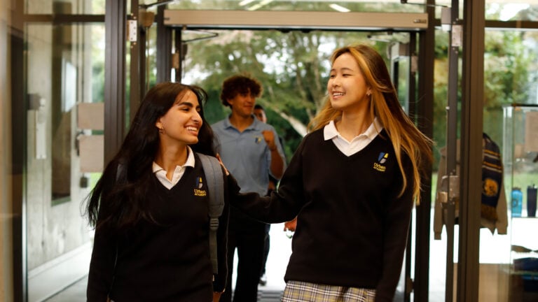 Urban Academy Senior School students entering the school building